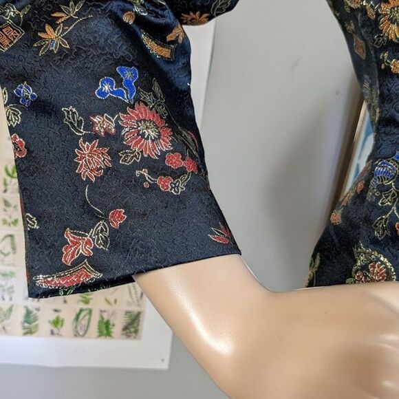 Vintage Frederick's of Hollywood Cheongsam Jacket Floral Brocade Metallic 6 - Picture 12 of 12